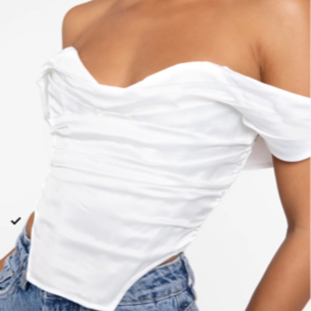 Heiress Beverly Hills White Satin Corset Top Large (runs small)